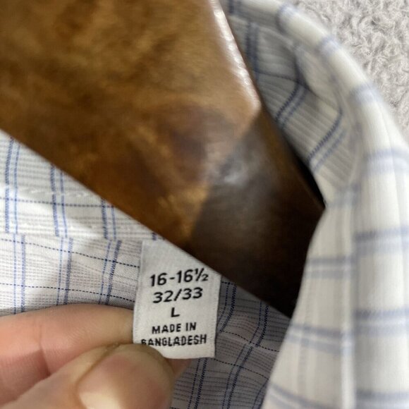 NWOT Calvin Klein Men’s L Performance Dress Shirt, Blue Check - Picture 6 of 9